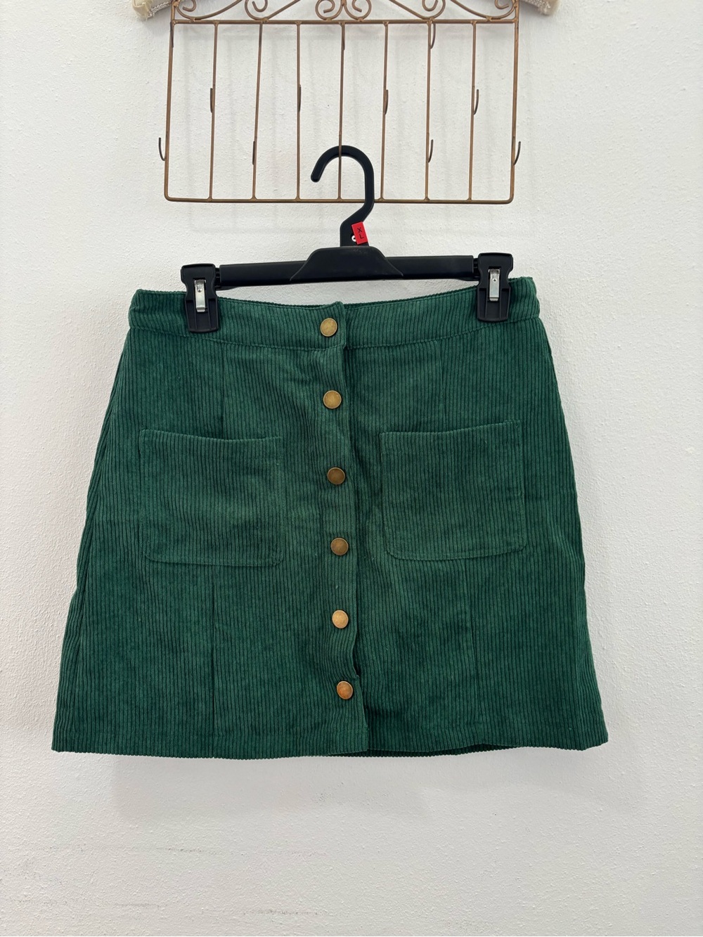 Forever 21 Forest Green Corduroy Button-Front Mini Skirt
